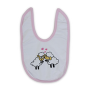 Cotton Baby Bib – Pink & White with Sheep Print