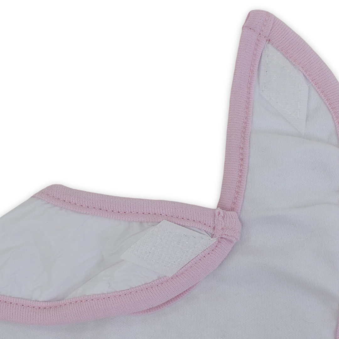 Cotton Baby Bib – Pink & White with Sheep Print