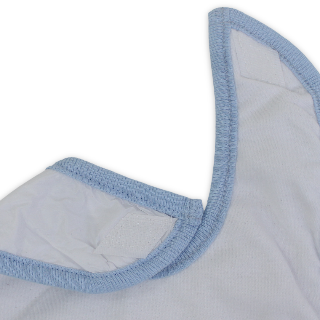 Cotton Baby Bib – Baby Blue & White with Sheep Print