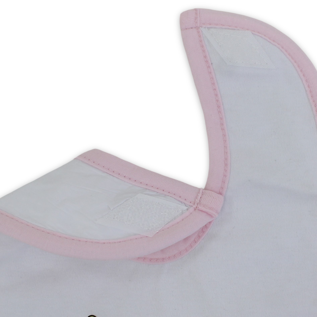 Cotton Baby Bib – White with Snail Print