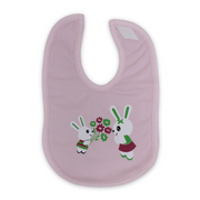Cotton Baby Bib – Pink with Rabbit Print