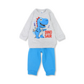 Baby Boys Cotton Pajama – Grey with Dino Print