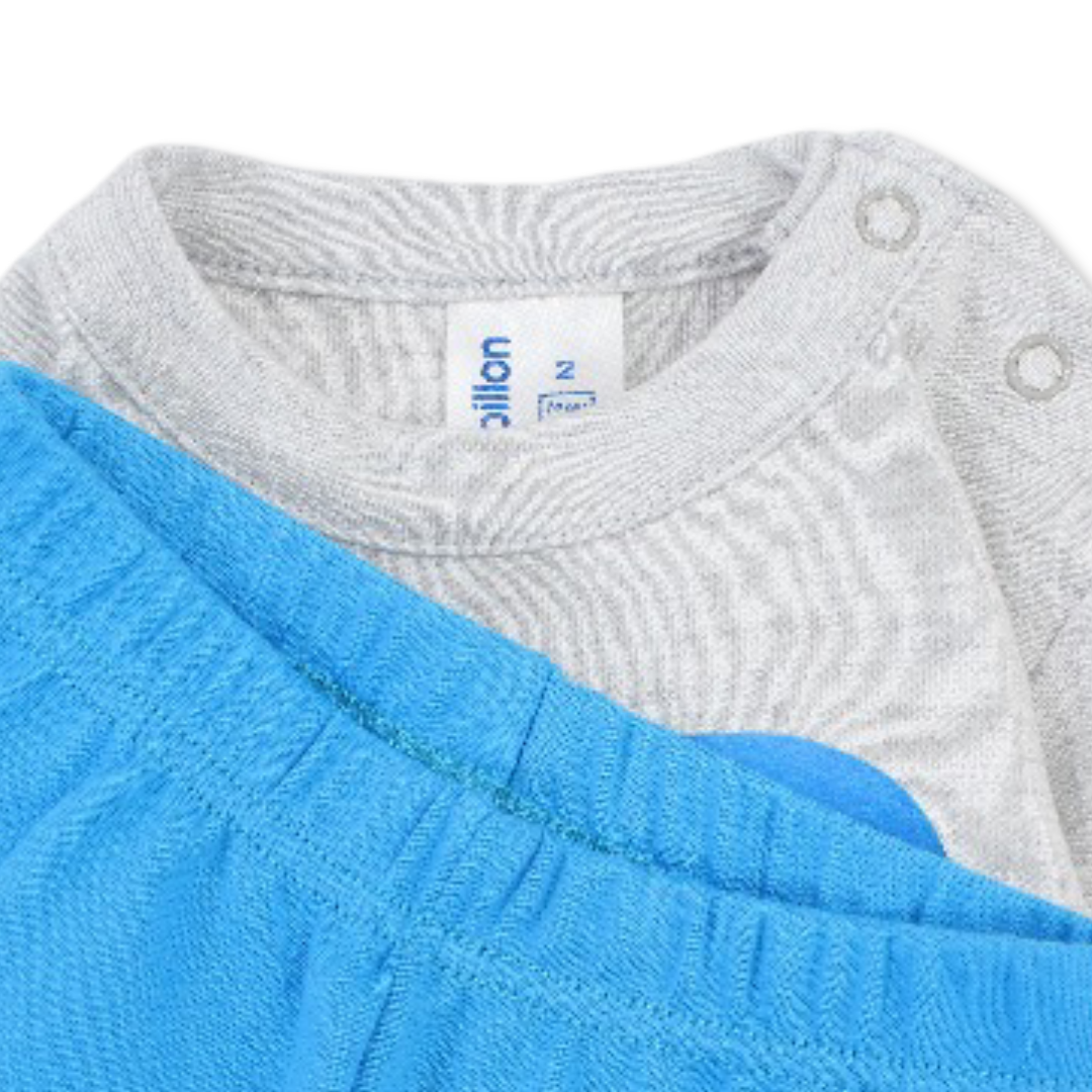 Baby Boys Cotton Pajama – Grey with Dino Print