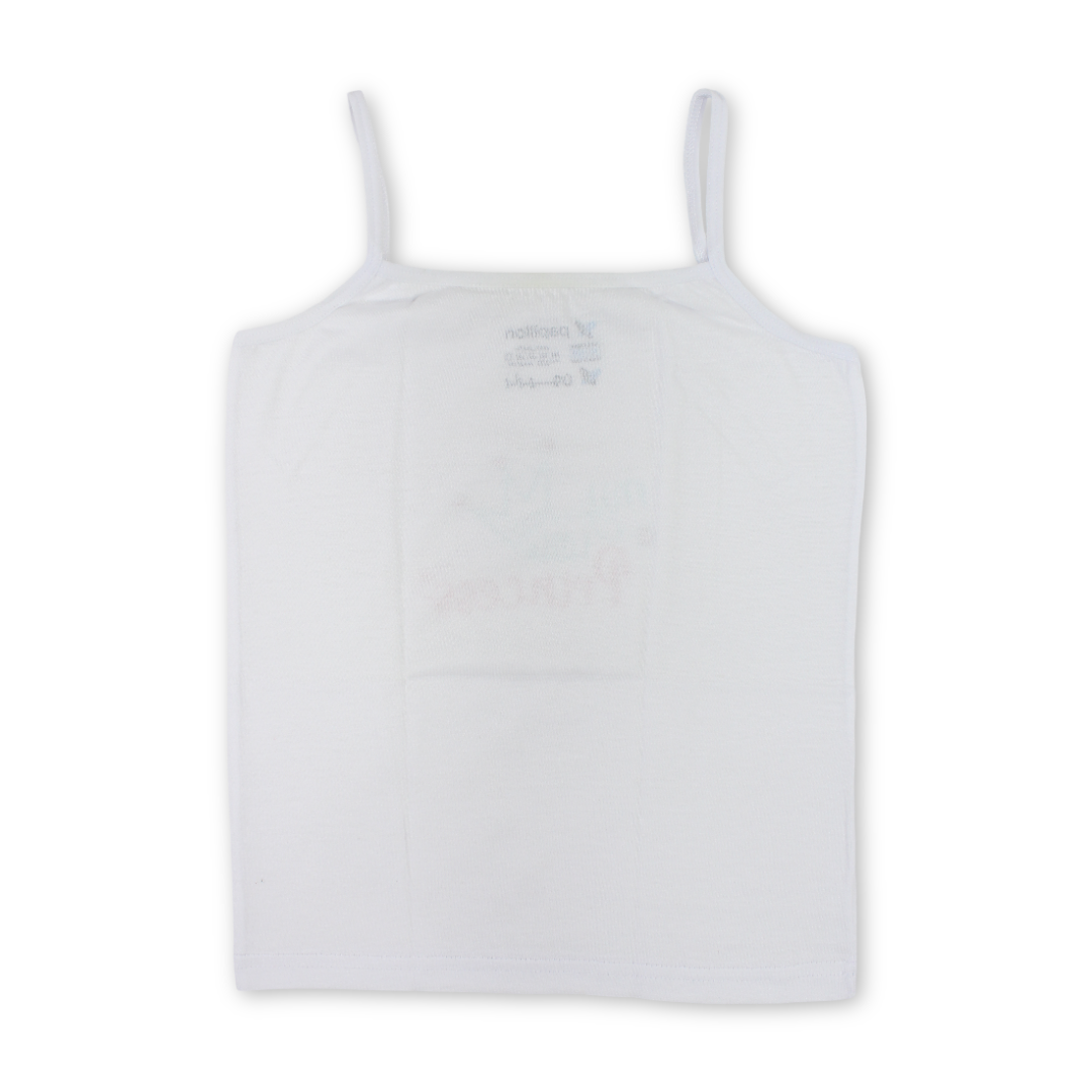 Girls Cotton Sleeveless Undershirt – White with Cute Print