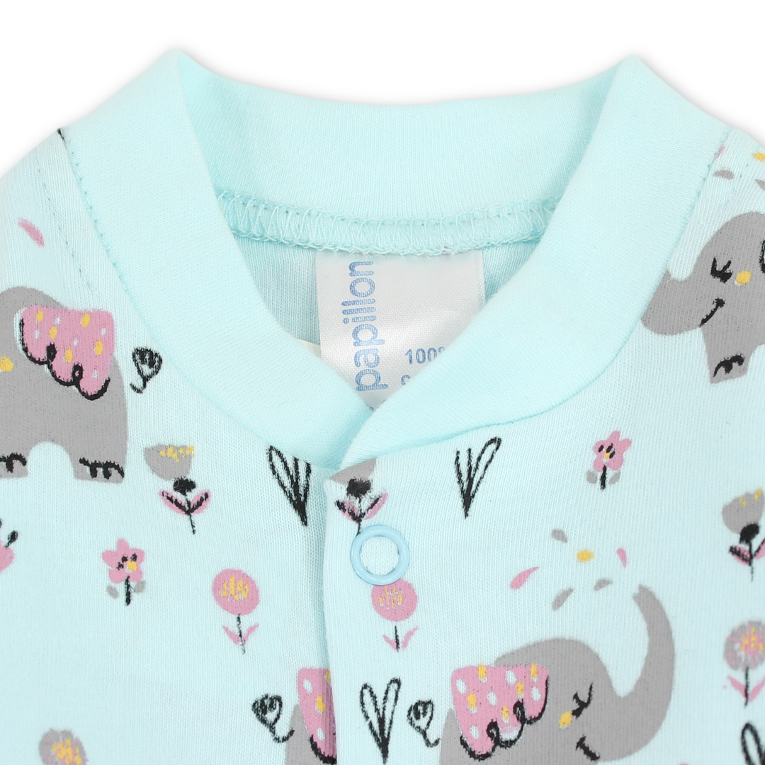 Baby Boys Cotton Footless Onesie – Elephants Print