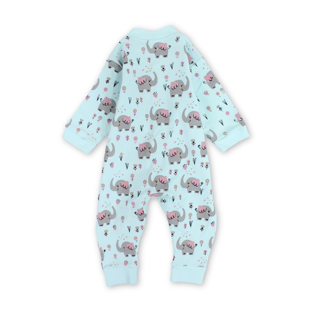 Baby Boys Cotton Footless Onesie – Elephants Print