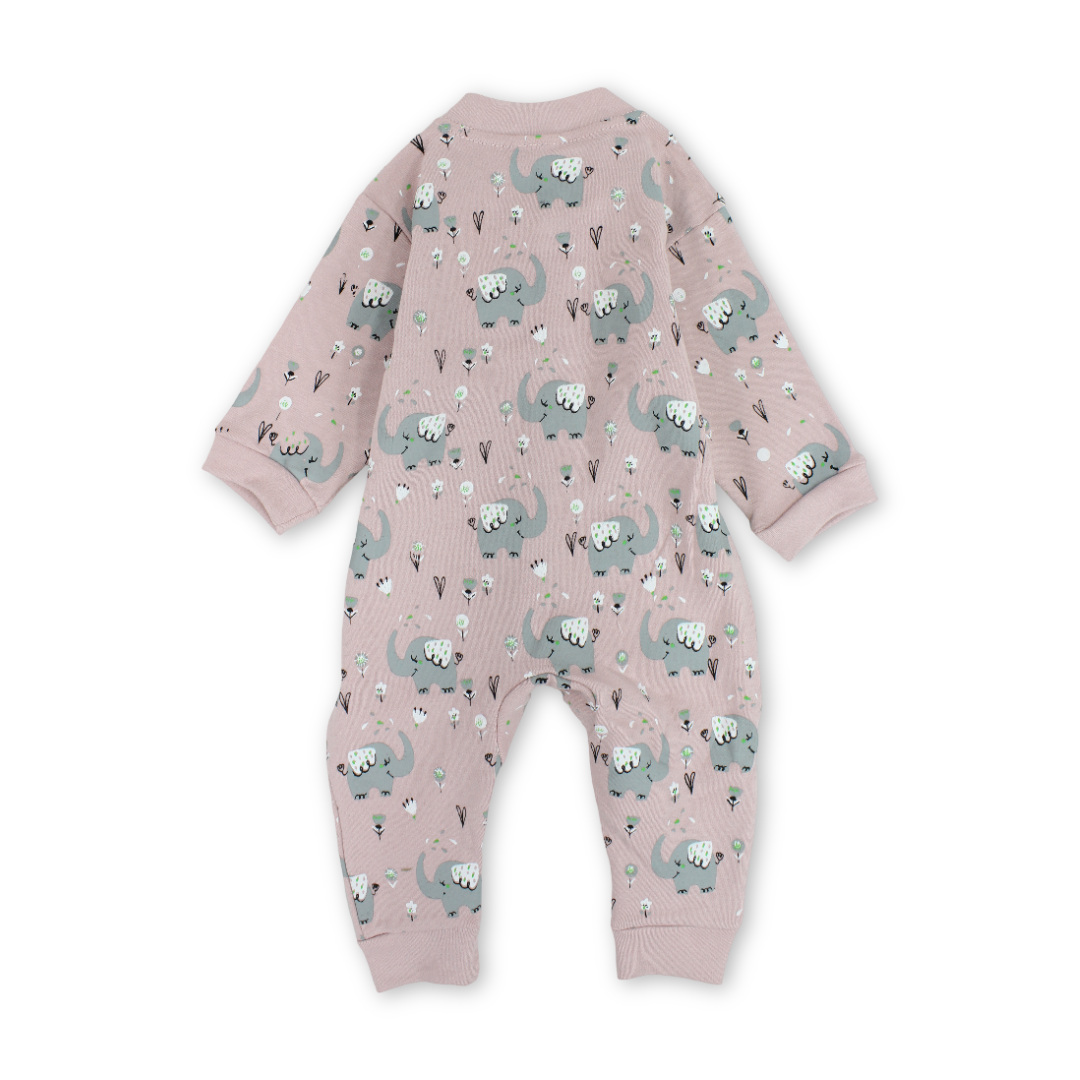 Baby Boys Cotton Footless Onesie – Elephants Print