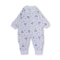 Baby Boys Cotton Footless Onesie – White with Teddy Bear Print