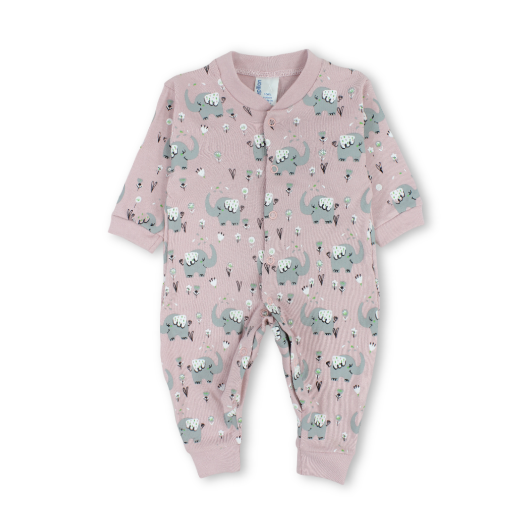 Unisex Baby Cotton Footless Onesie – Elephants Print