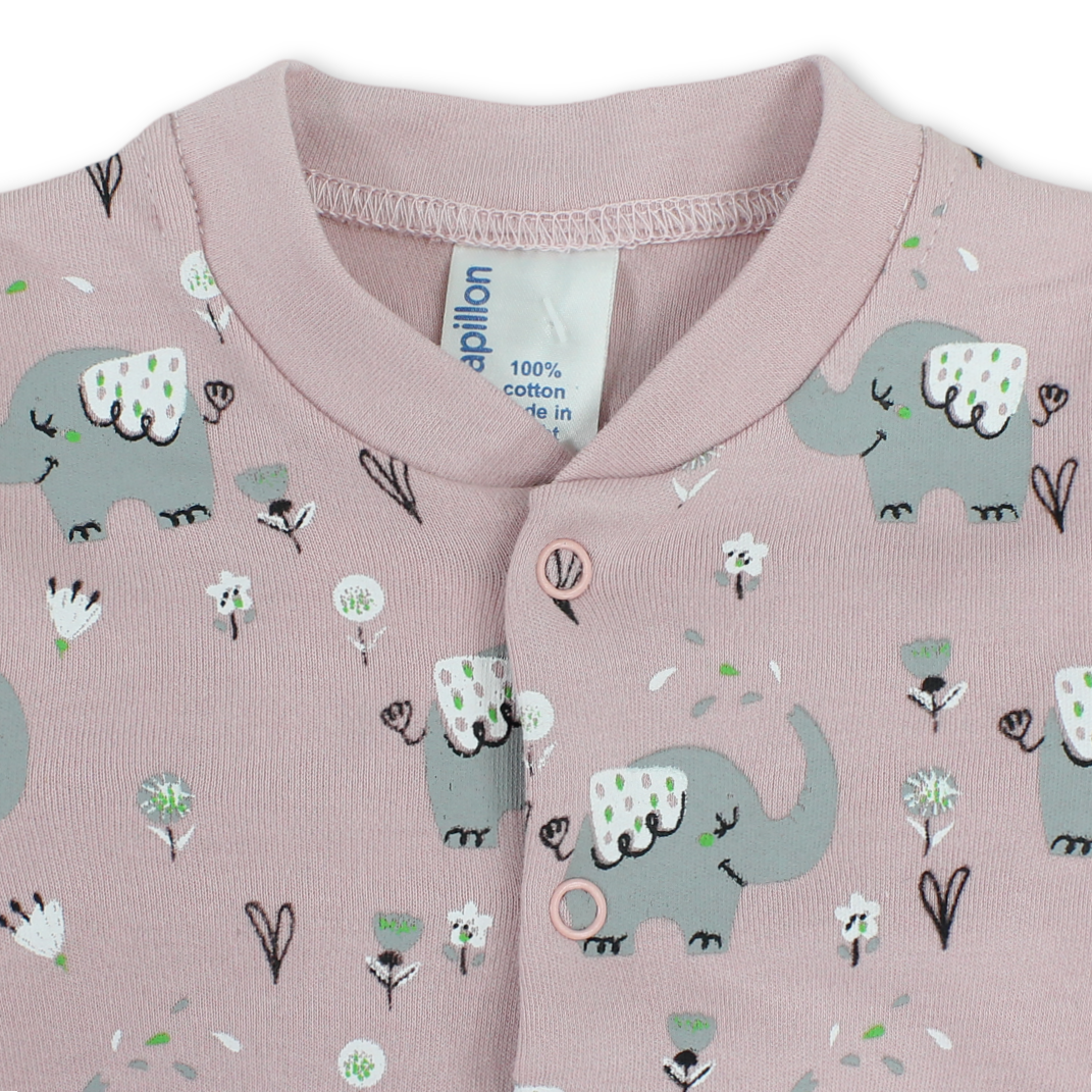 Unisex Baby Cotton Footless Onesie – Elephants Print