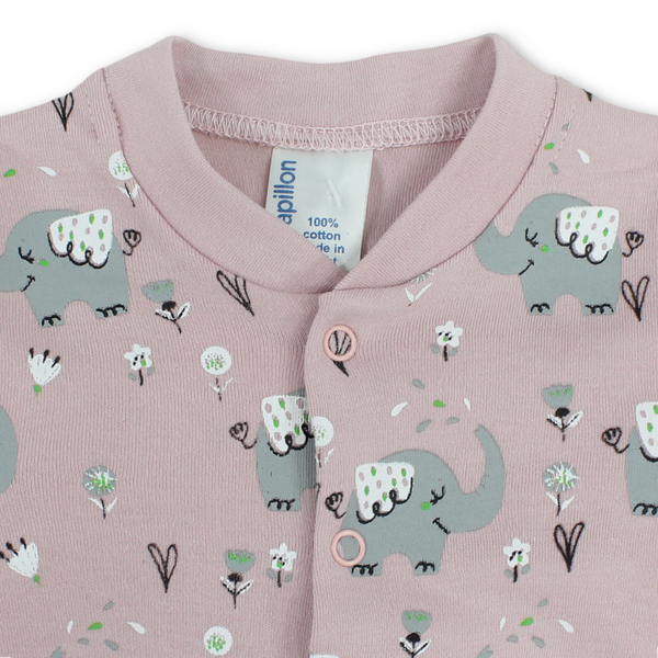 Unisex Baby Cotton Footless Onesie – Elephants Print