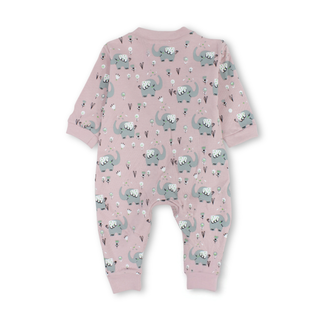 Unisex Baby Cotton Footless Onesie – Elephants Print