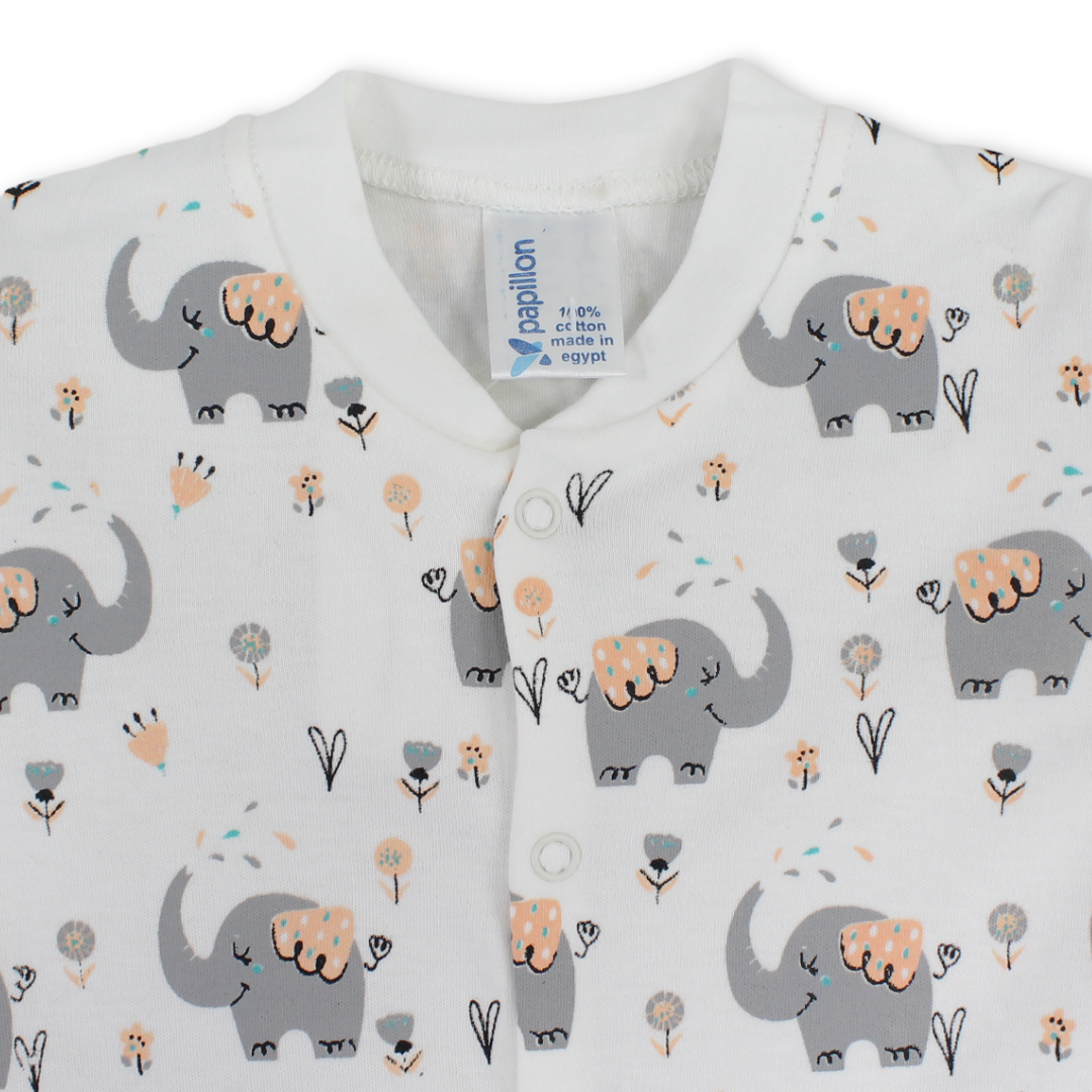 Unisex Baby Cotton Footless Onesie – Elephants Print