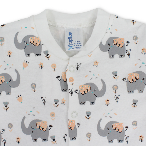 Unisex Baby Cotton Footless Onesie – Elephants Print