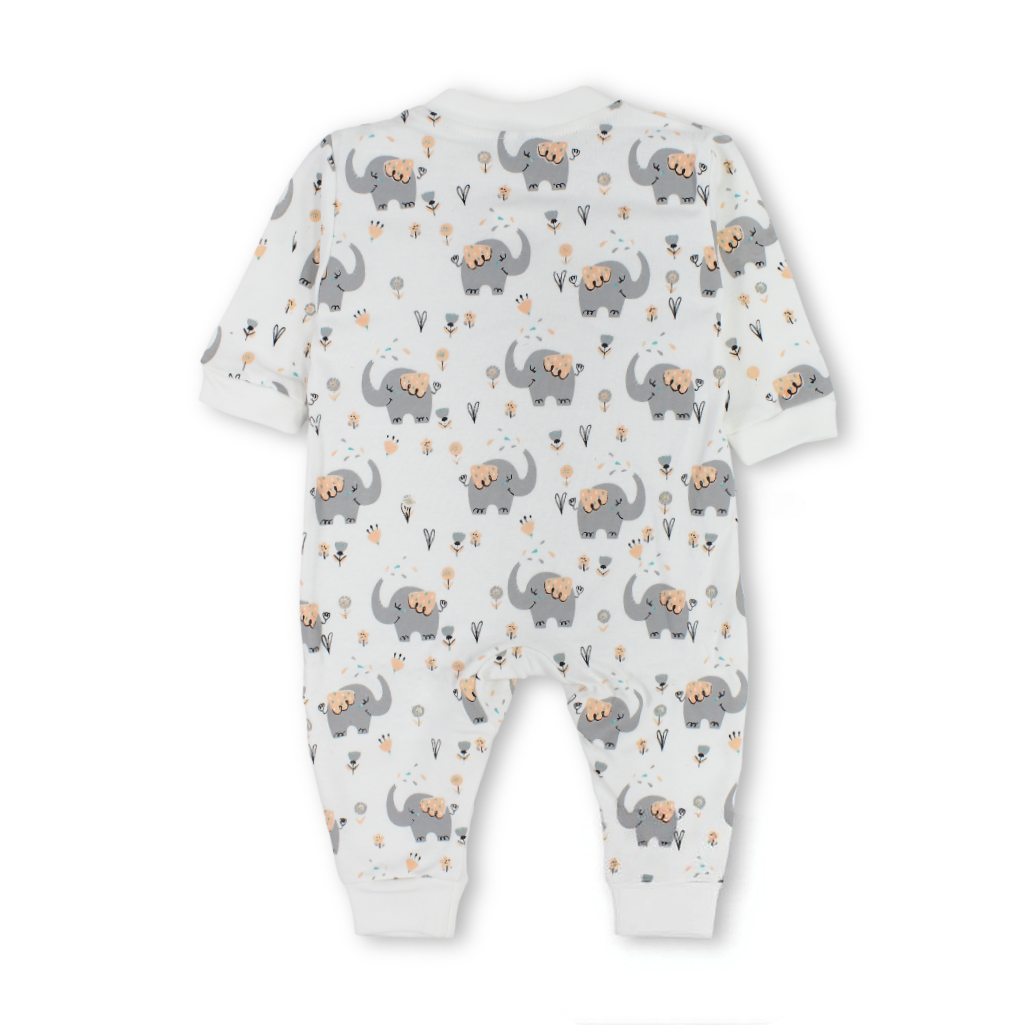 Unisex Baby Cotton Footless Onesie – Elephants Print