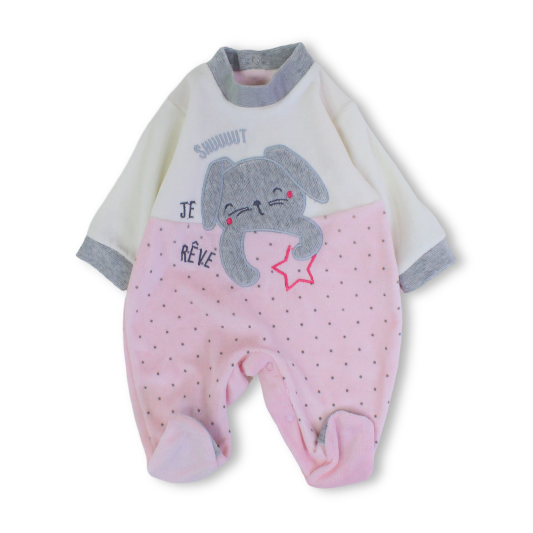 Unisex Baby Velvet Baby Footie – Bunny Design