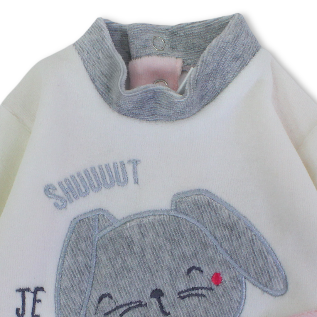Unisex Baby Velvet Baby Footie – Bunny Design