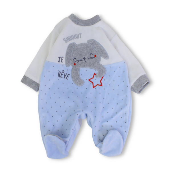Unisex Baby Velvet Baby Footie – Bunny Design