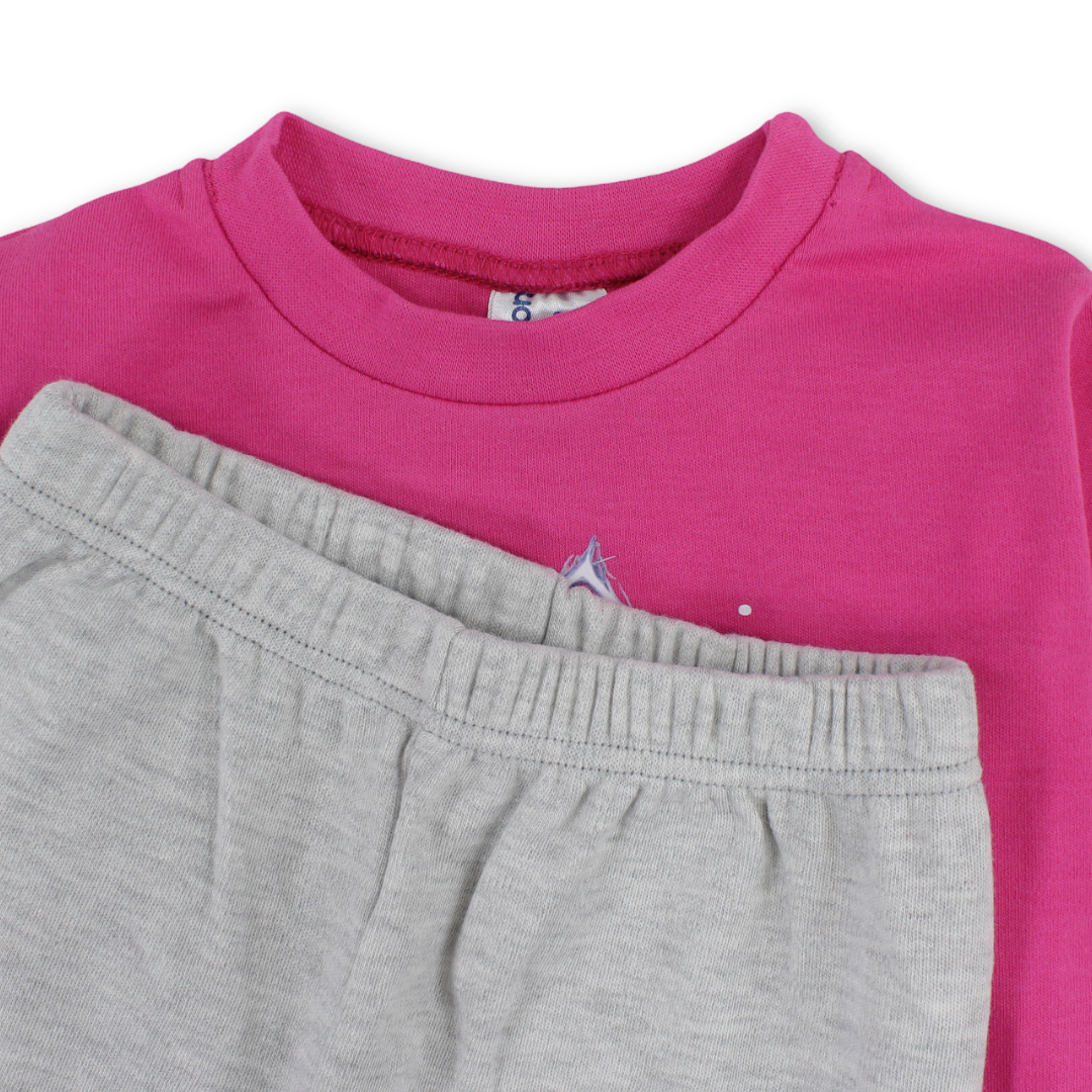Girls Cotton Pajama – Fuchsia with Cat Print