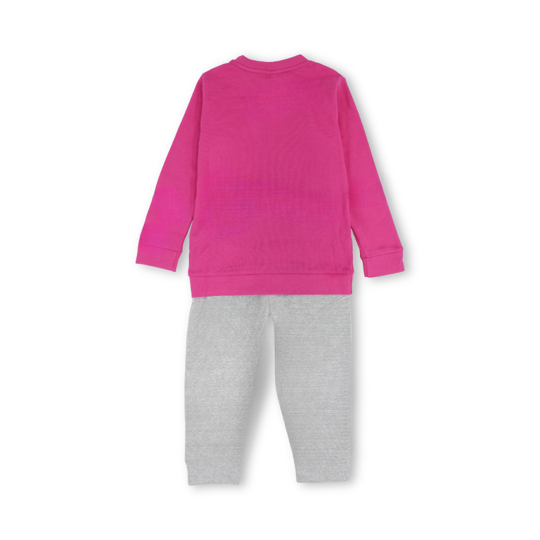 Girls Cotton Pajama – Fuchsia with Cat Print