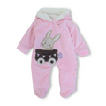 Baby Girls Velvet Hooded Baby Footie – Bunny Design