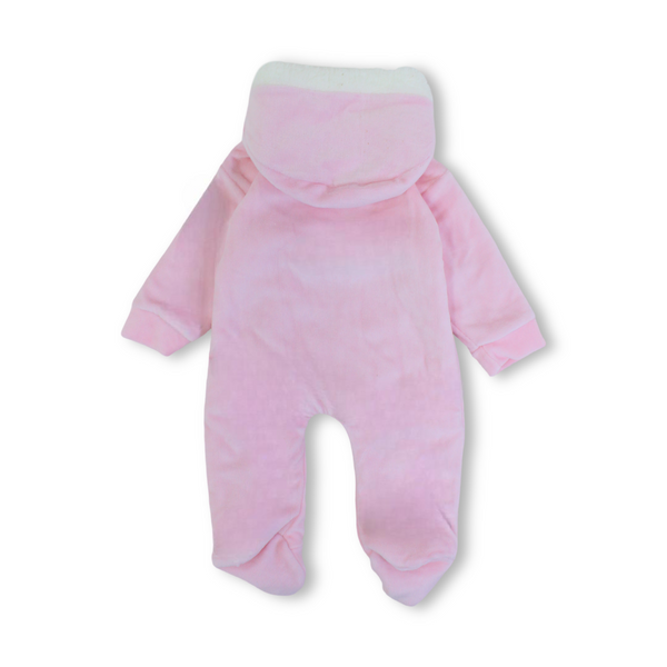 Baby Girls Velvet Hooded Baby Footie – Bunny Design