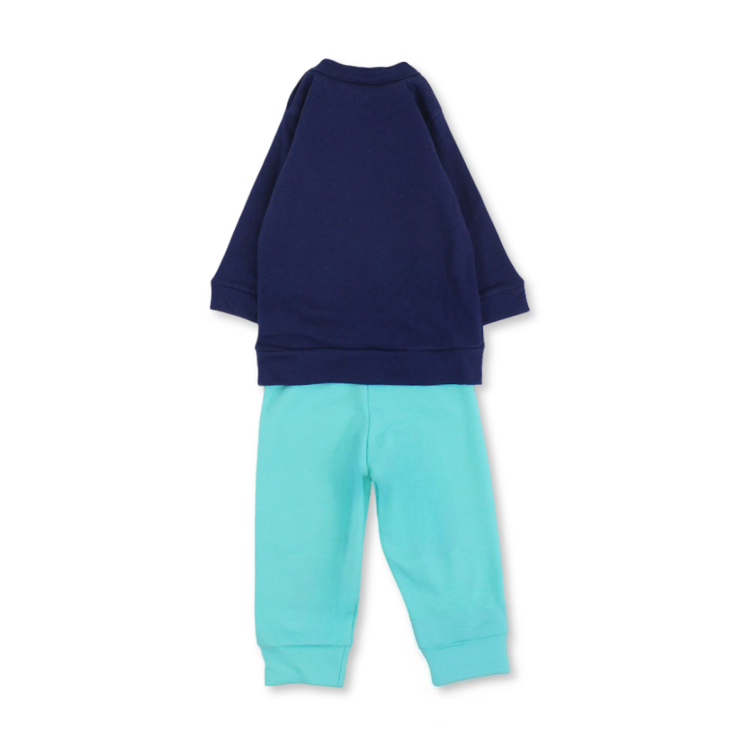 Baby Boys Cotton Pajama – Navy with Dino Print