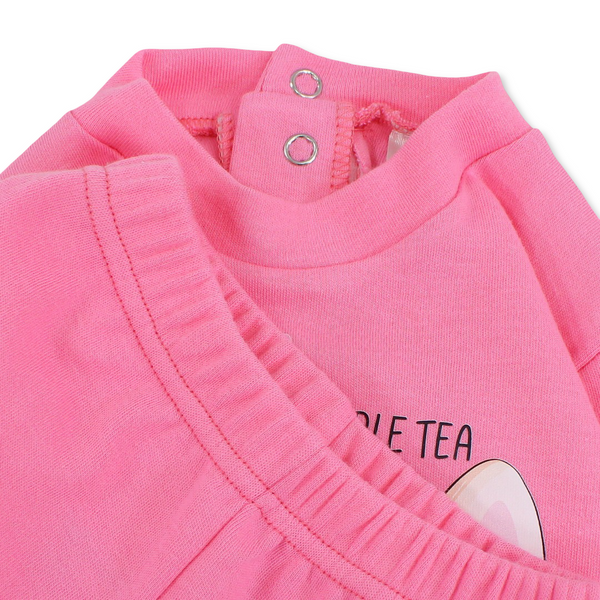 Baby Girls Cotton Pajama – with Dog Drinking Bubble Tea Print