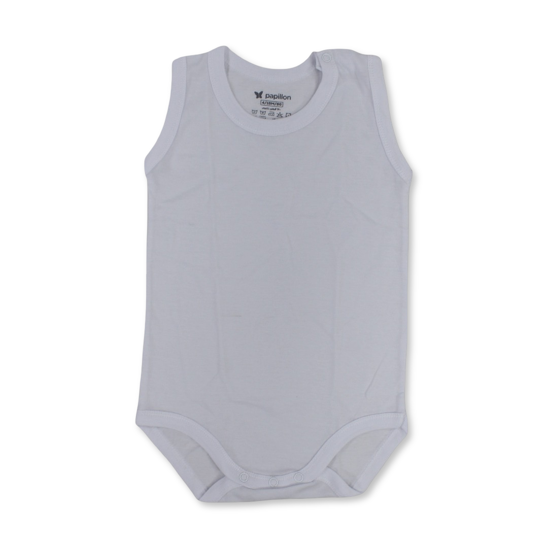 Unisex Baby Cotton Sleeveless Bodysuit – White - Clothing - Papillion