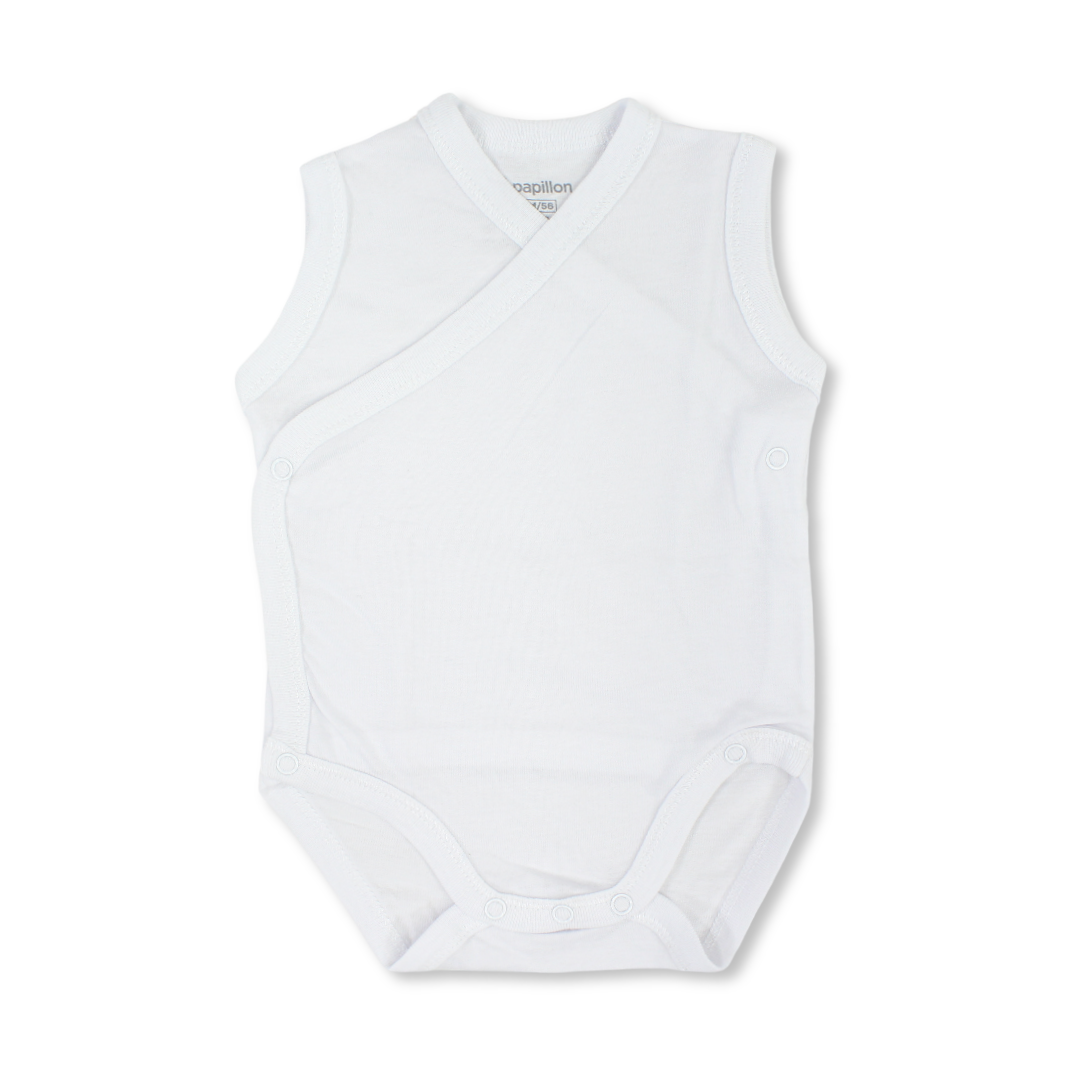 Unisex Cotton Wrap Over Bodysuit – White - Clothing - Papillion