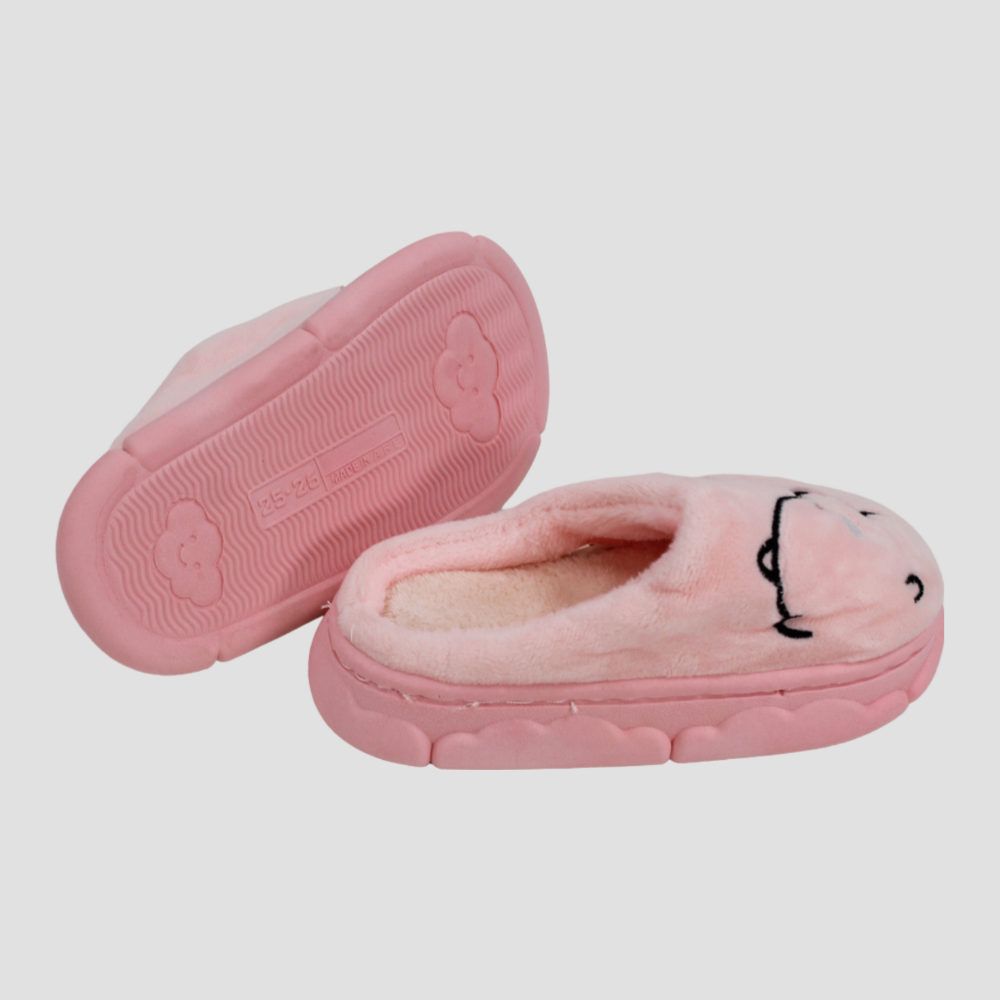 Pink Bear Face Soft Slippers