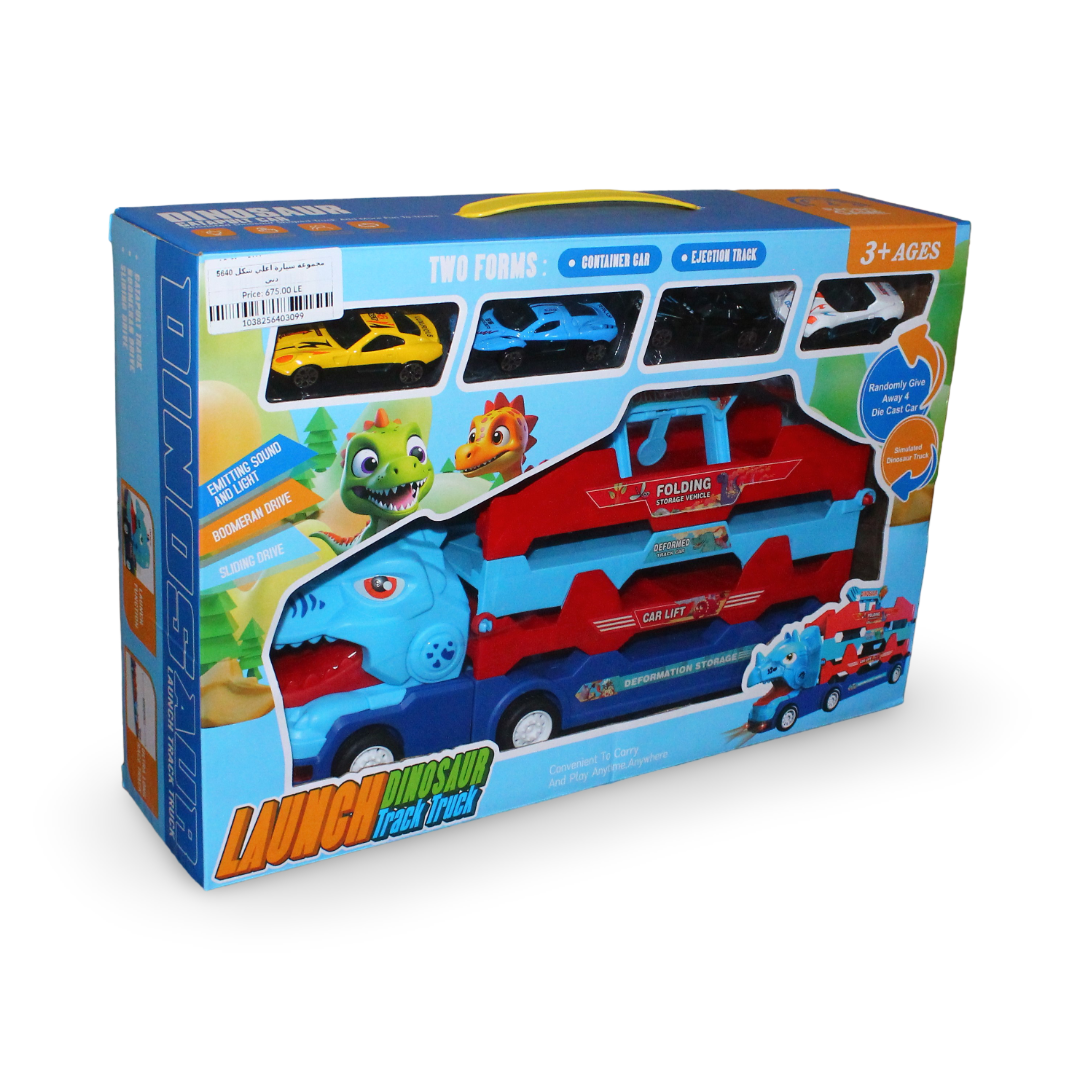 Launch Dinosaur Track Truck Playset with 4 Die-Cast Cars