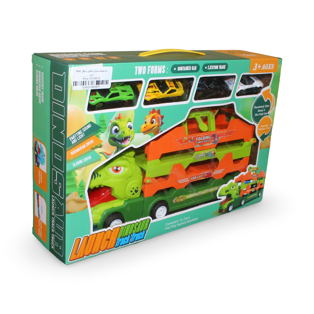 Launch Dinosaur Track Truck Playset with 4 Die-Cast Cars