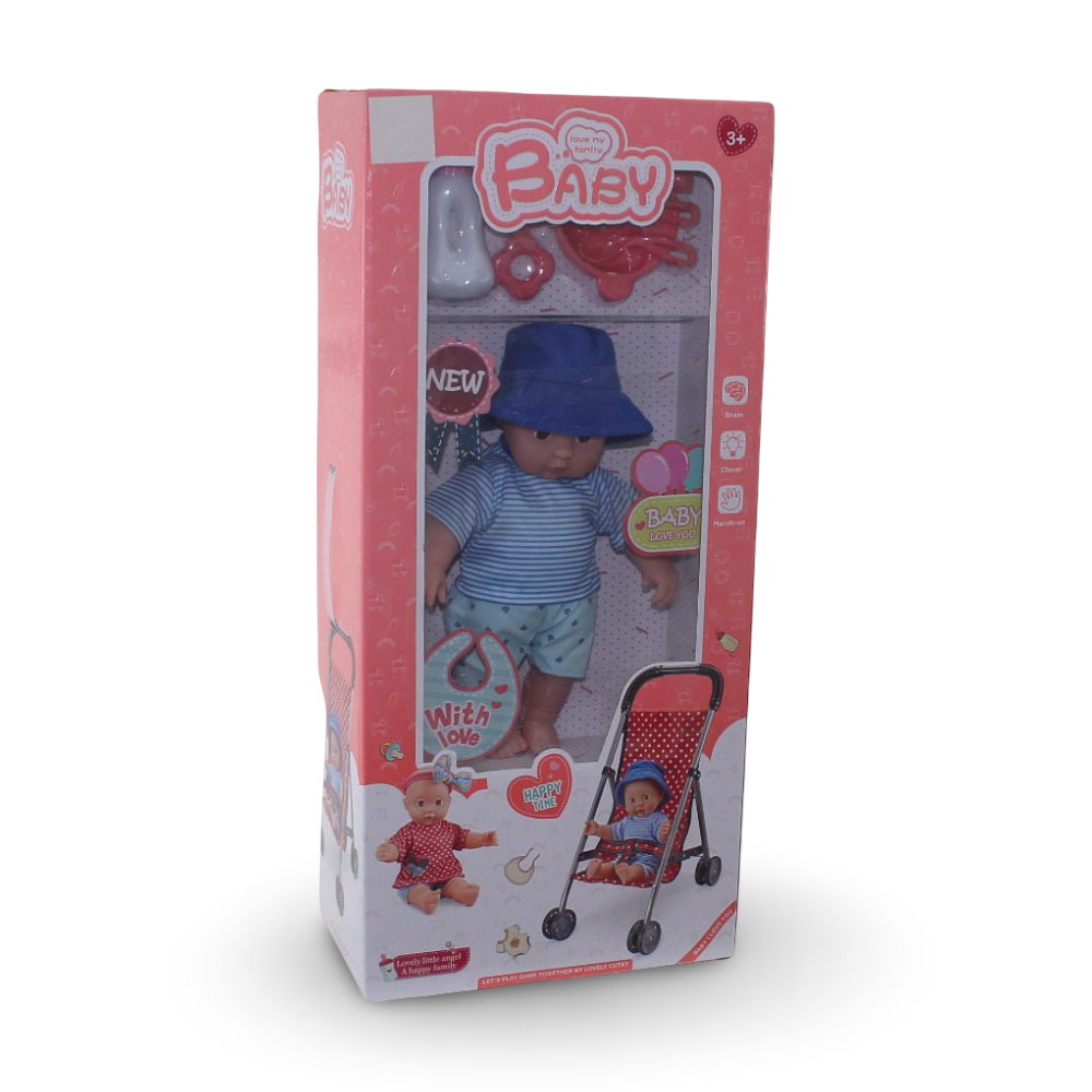 Baby Doll with Blue Striped Outfit - 30 cm - Toys - OKO