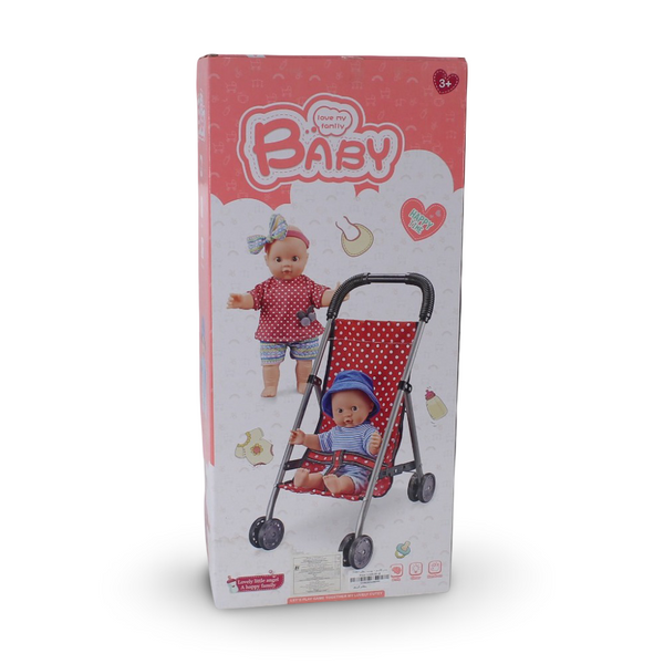 Baby Doll with Blue Striped Outfit - 30 cm
