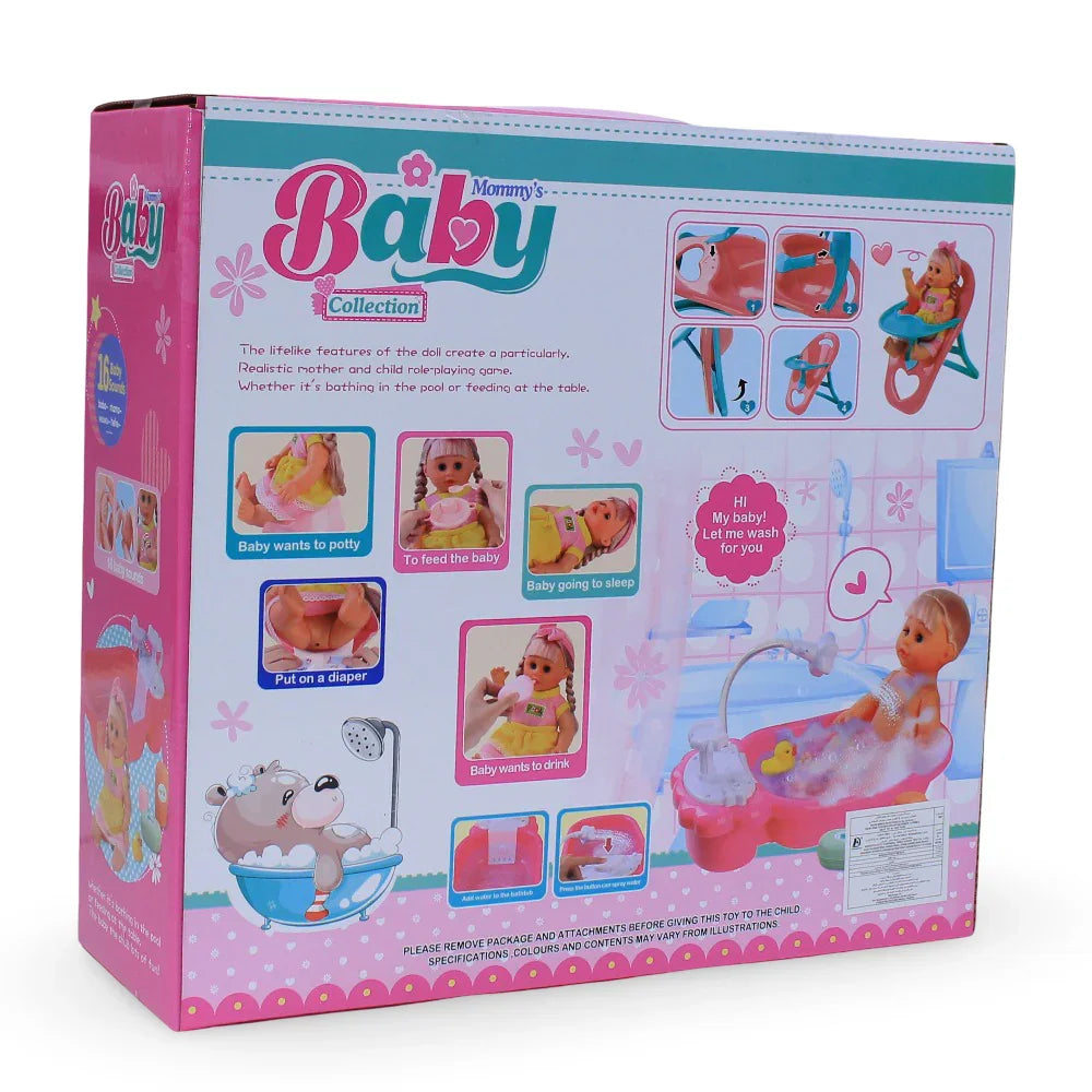 Baby Born Doll Set with Bathtub & High Chair
