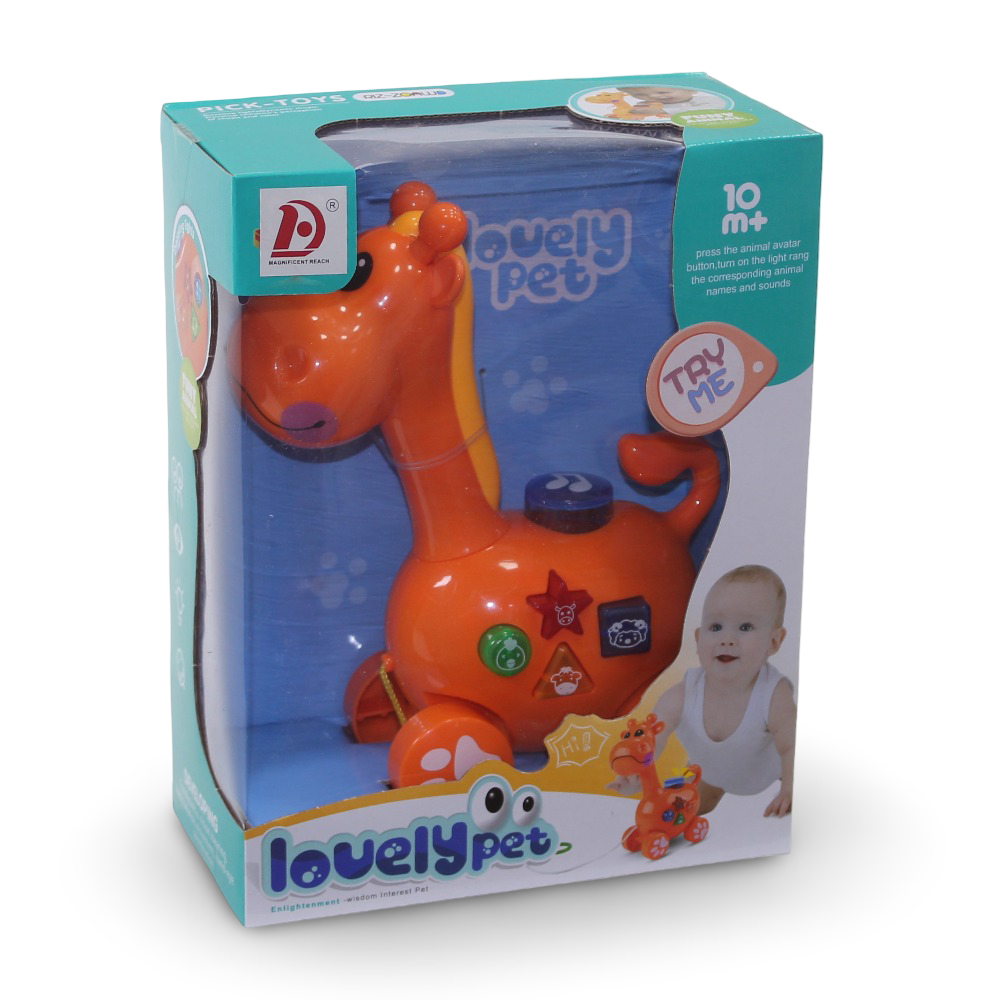 Lovely Pet Musical Giraffe Toy (Light & Music) - Orange