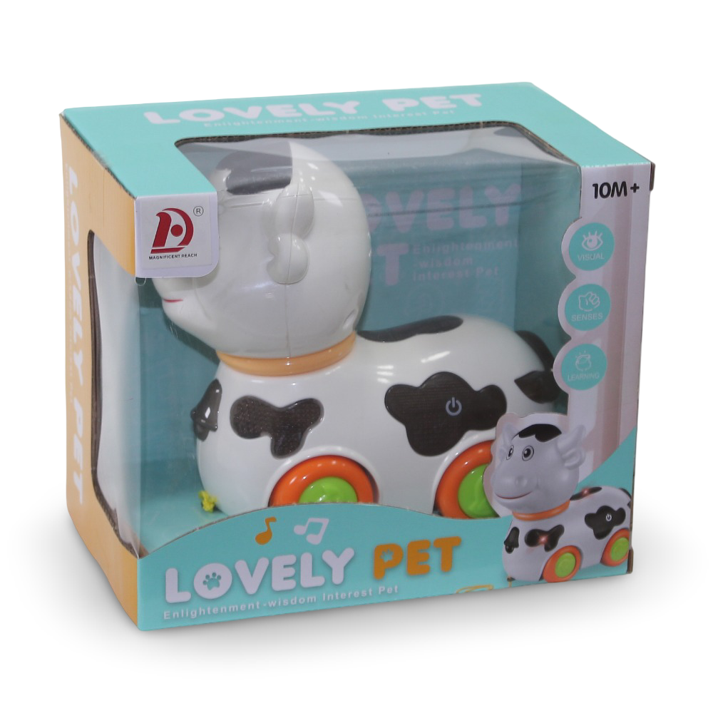 Lovely Pet Musical Cow Toy (Light & Music) - White - Toys - OKO