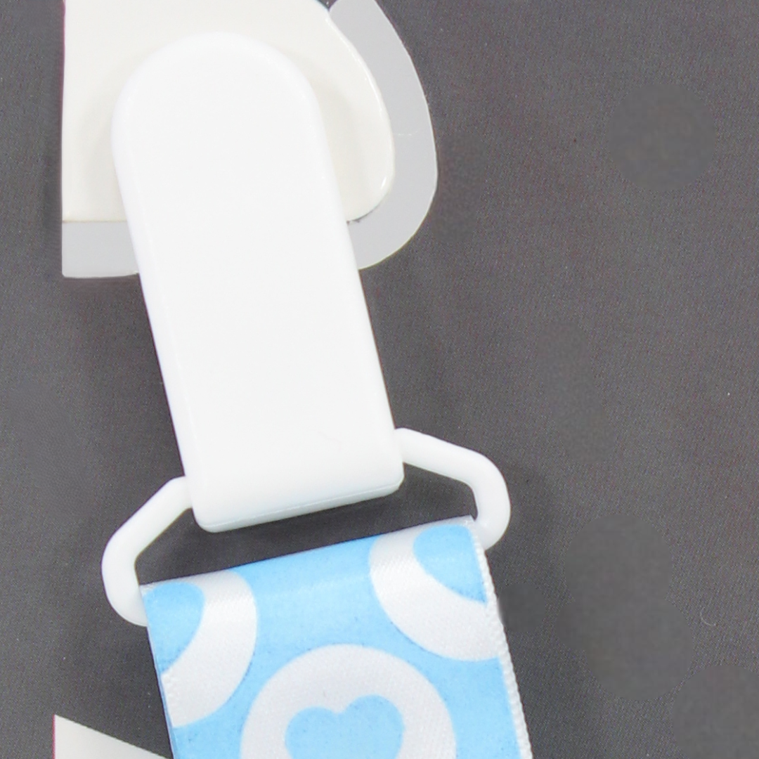 Tender Nest Baby Pacifier Holder – Blue Heart Print