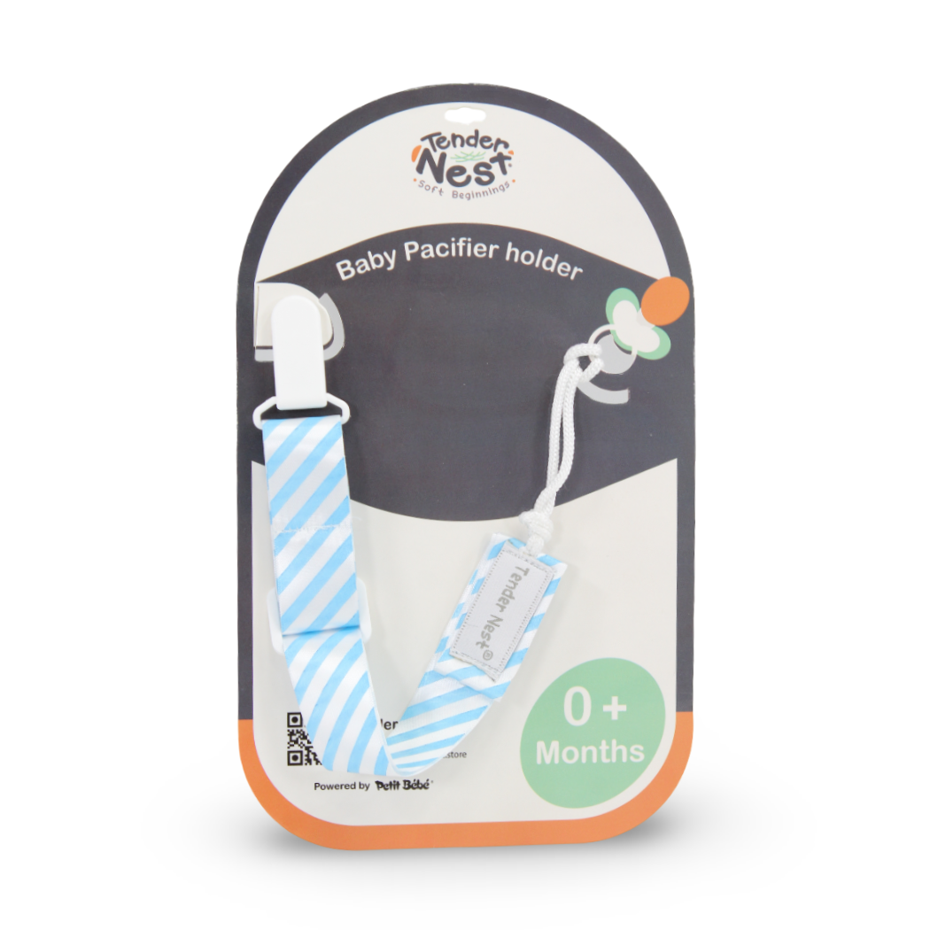 Tender Nest Baby Pacifier Holder – Blue Striped