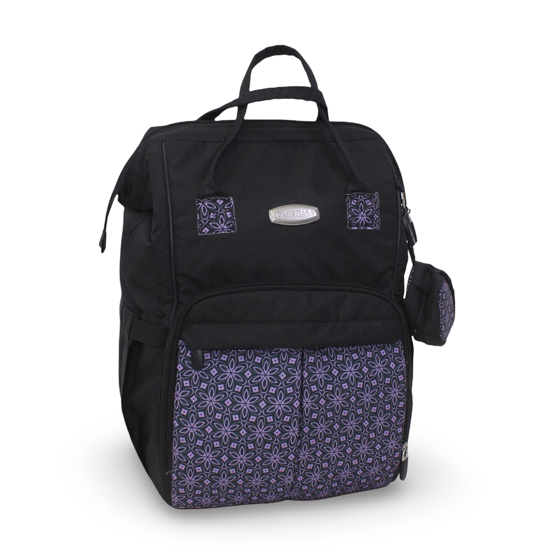 Petit Bebe Vea Baby Diaper Bag – Black & Purple