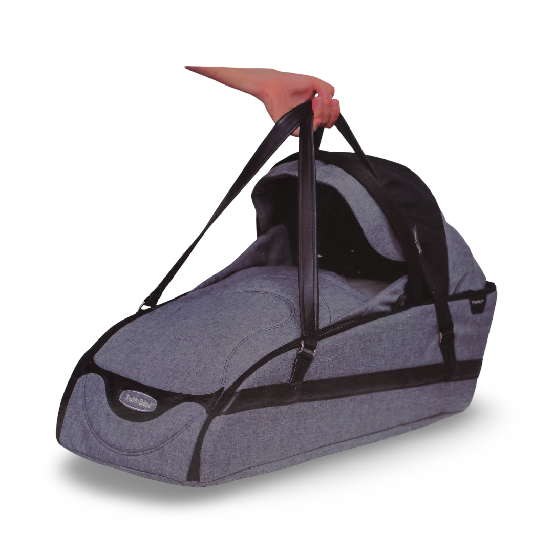 Petit Bebe Premium Carry Cot - Grey/Black - Baby Essentials