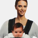 Petit Bebe Smart Gear Baby Carrier – Navy Blue Linen Fabric with Havana Leather