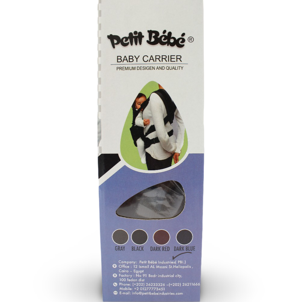 Petit Bebe Smart Gear Baby Carrier – Navy Blue Linen Fabric with Havana Leather