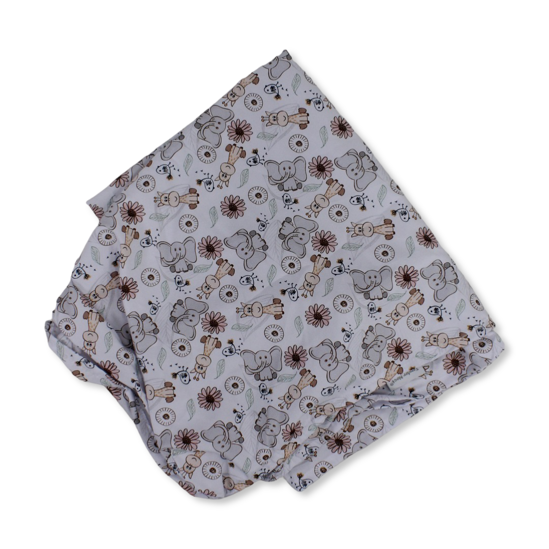 Cotton Baby Bed Sheet – Elephant Print (120×60×8 cm)