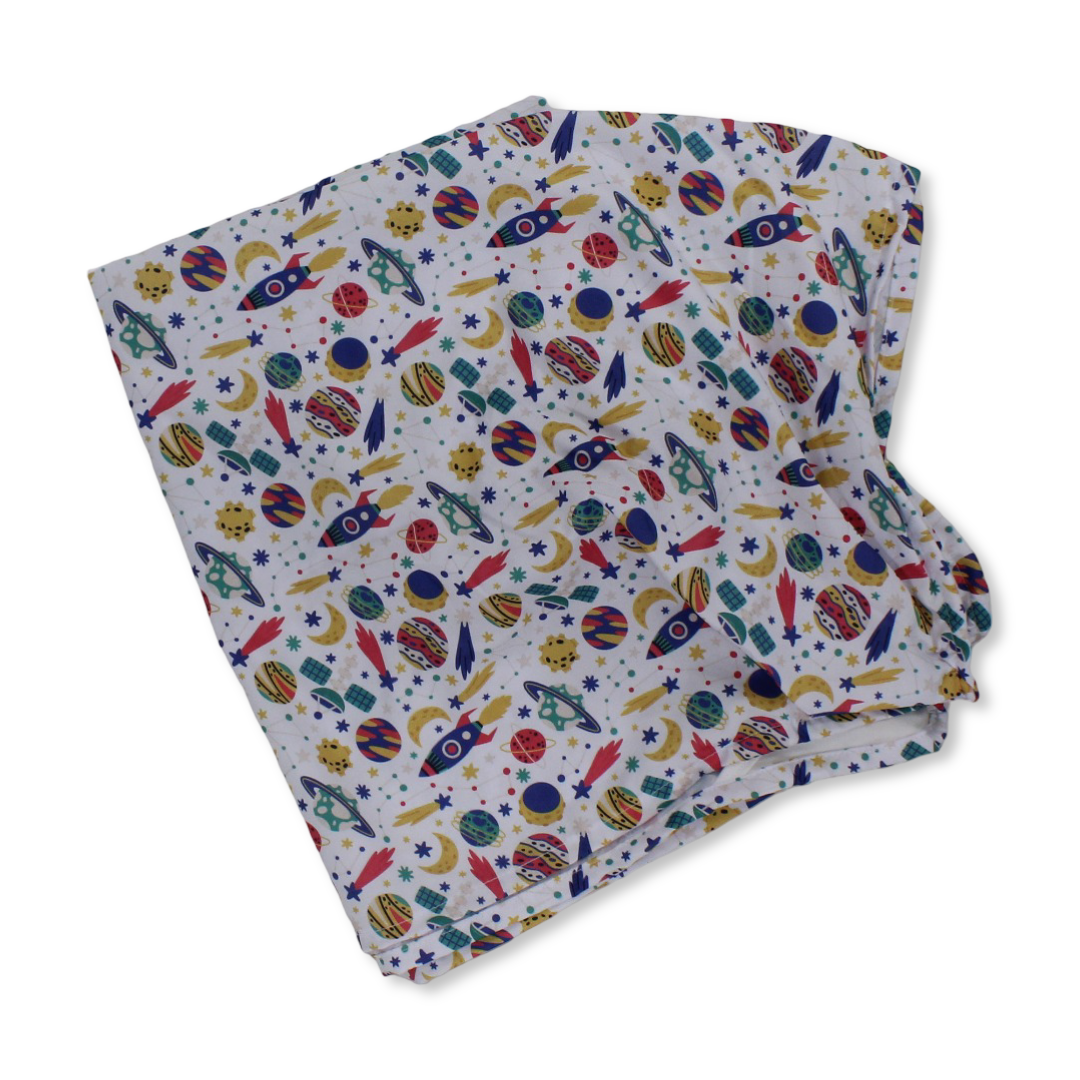 Cotton Baby Bed Sheet – Rocket Print (120×60×8 cm)
