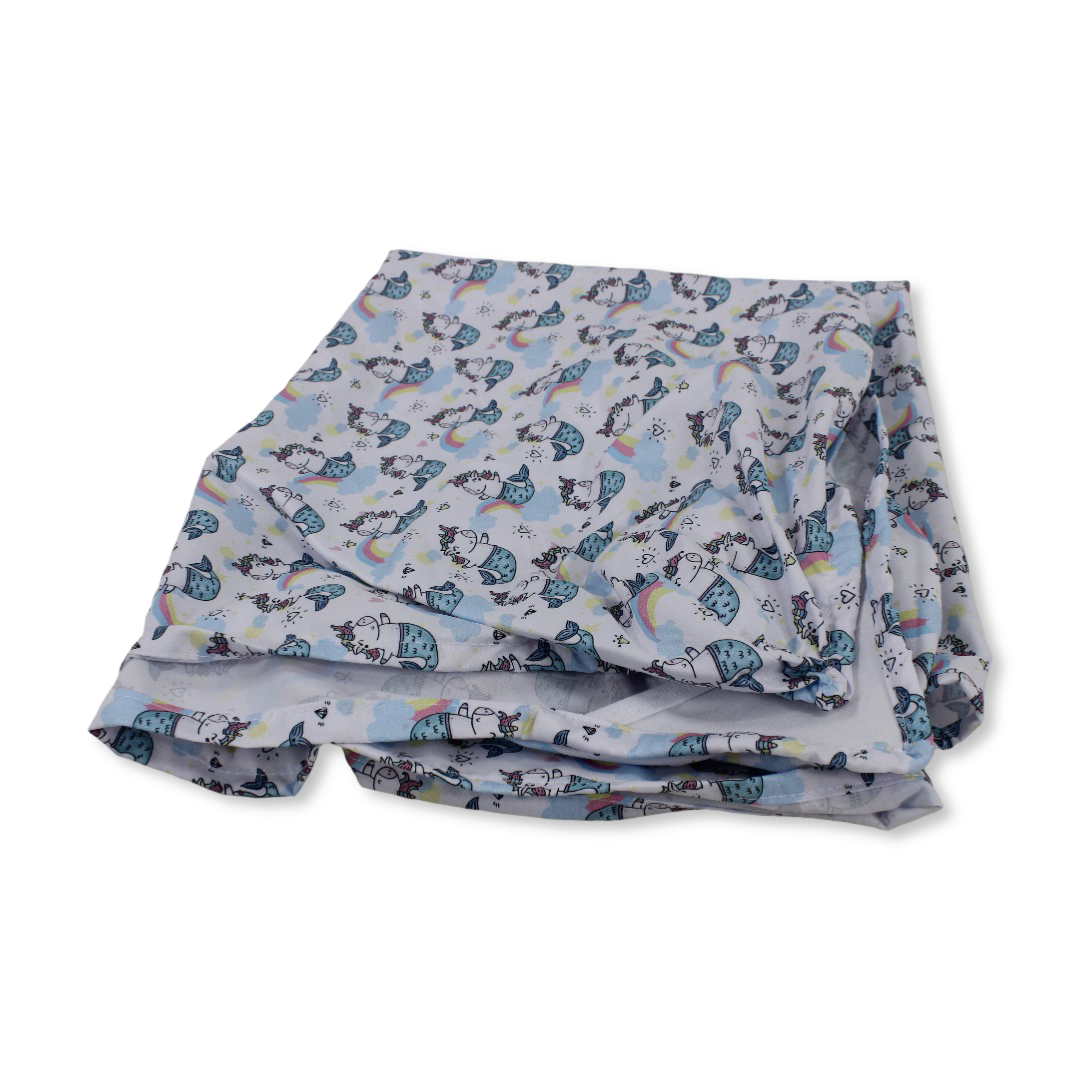 Cotton Bed Sheet – White with Unicorn Print (120×60×8 cm)