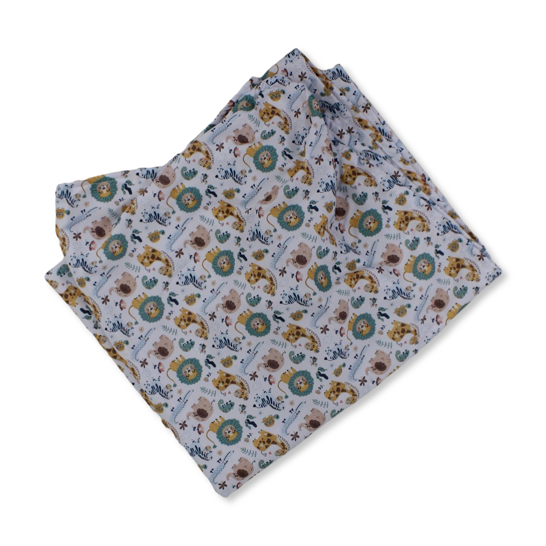 Cotton Baby Bed Sheet – Jungle Print (120×60×8 cm)