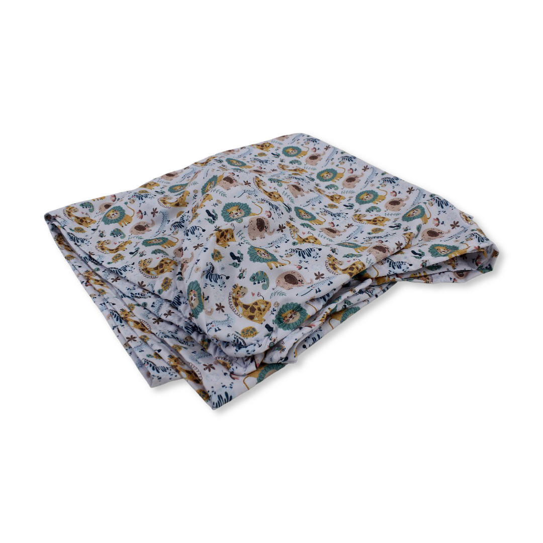 Cotton Baby Bed Sheet – Jungle Print (120×60×8 cm) - Baby Essentials - Petit Bebe