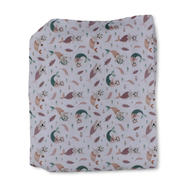 Cotton Baby Bed Sheet – Mermaid Print (120×60×8 cm)